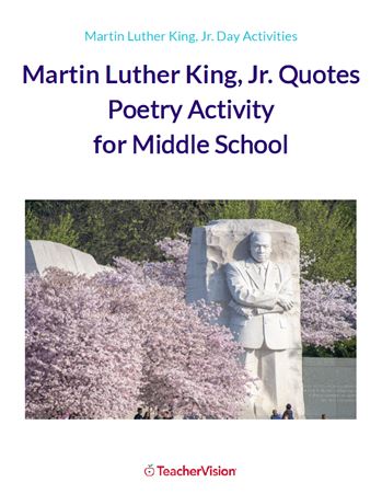 Martin Luther King Jr. Quotes Poetry Activity for Middle School