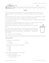The Invention of Coca-Cola® Reading Warm-Up