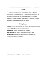 Leprosy Writing Exercise